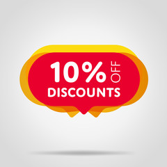 Special offer sale red tag isolated vector illustration. Discount offer price label, symbol for advertising campaign in retail, sale promo marketing, 10% off discount sticker, ad offer on shopping day