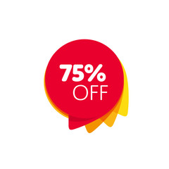 Special offer sale red tag isolated vector illustration. Discount offer price label, symbol for advertising campaign in retail, sale promo marketing, 75% off discount sticker, ad offer on shopping day