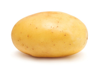 Young potato isolated on white background. Harvest new. Flat lay, top view