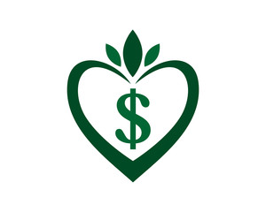love heart dollar ornament image vector icon symbol