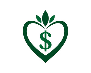 love heart dollar ornament image vector icon symbol