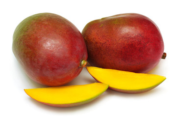 Mango sliced on a white background