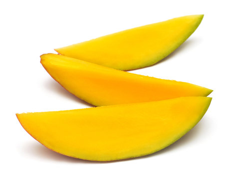 Mango sliced on a white background