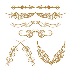 Vector hand drawn boho style elements set