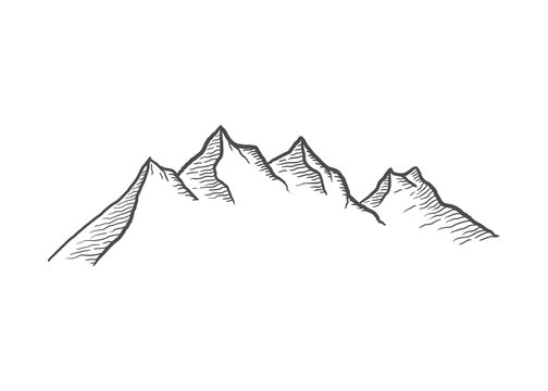 Outdoor Mountain Line Art Vector Illustration
