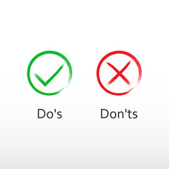 Check mark. do's and don'ts. Green check and red icon. - 195090960