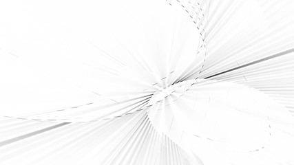 Abstract white and black background. Fractal graphics series. Dynamic composition of dots, traces and beams.