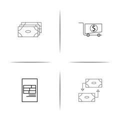 Banking, Finance And Money simple linear icon set.Simple outline icons