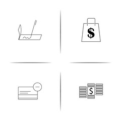 Banking, Finance And Money simple linear icon set.Simple outline icons