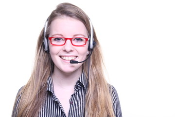 Young woman with a headset