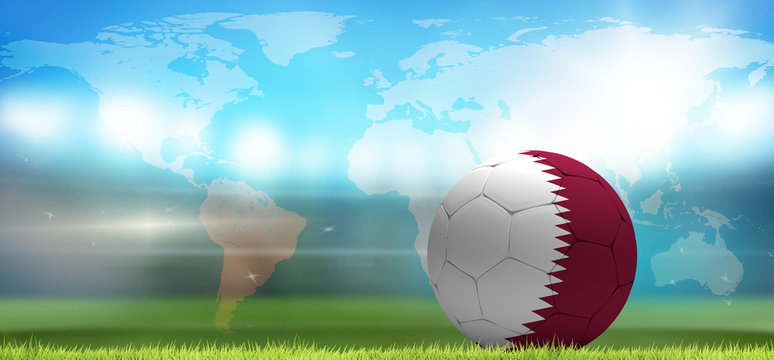 Qatar soccer football ball 3d rendering. Elements of this image furnished by NASA.