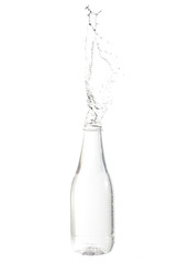 Water splash from a plastic bottle, white background isolated with copy space.