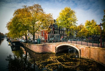 Fototapete Rund Beautiful canals in Amsterdam, the Netherlands © Melinda Nagy