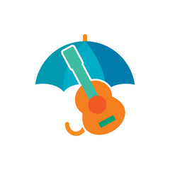 Guitar Umbrella Logo Icon Design