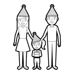 family parents and child holding birthday cake celebration