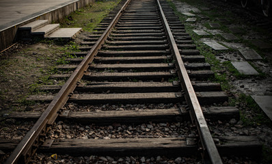 Fototapeta premium Parked vintage train parked in the park