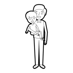 father holding their son kid smiling