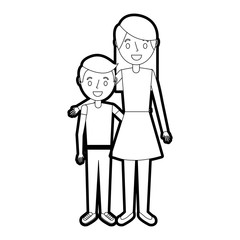 mom embracing her boy son happy