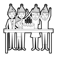 happy family with birthday cake celebration