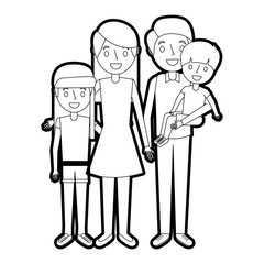 happy family standing together parents and childs