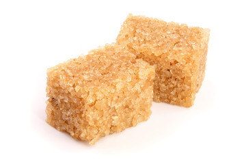 brown sugar cubes isolated on white background