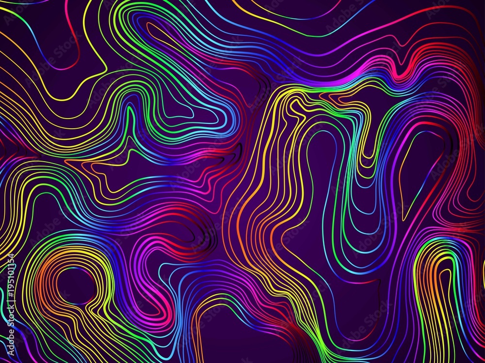 Aufkleber abstract colorful rainbow topographic contours lines of mountains background. topography map art cur