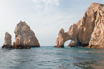 Fototapeta na wymiar Los Arcos / The Arch at Lands End as seen from the Sea of Cortes at Cabo San Lucas in Baja California Mexico BCS