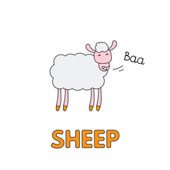 Cartoon Sheep Flashcard for Children