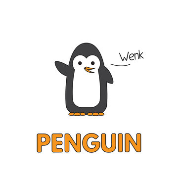 Cartoon Penguin Flashcard for Children