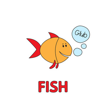 Cartoon Fish Flashcard for Children