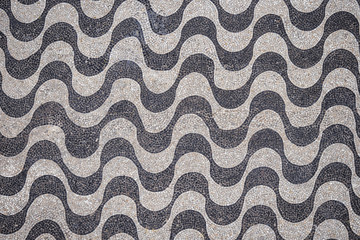 Copacabana Beach Mosaic pattern top view, Rio De Janeiro, Brazil