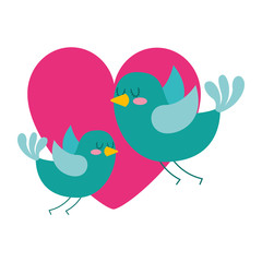 cute flying birds heart in love romance
