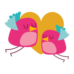 cute flying birds heart in love romance
