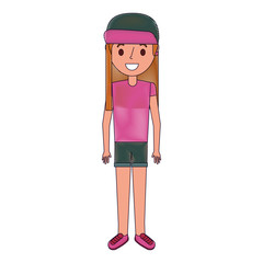 Fototapeta premium young girl kid character standing cartoon