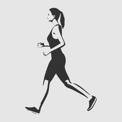 Fototapeta premium Running woman. Side view silhouette. Sport and recreation