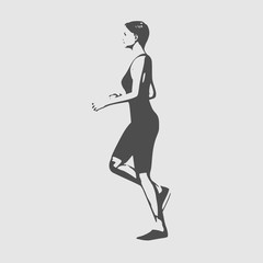 Running woman. Side view silhouette. Sport and recreation