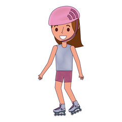 kid wearing helmet and roller skate funny