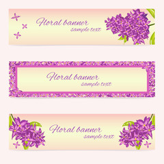 Set of Floral Banner Templates with Lilac Flower