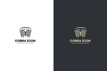 Stylized geometric serpent head illustration. Vector icon tribal cobra design.