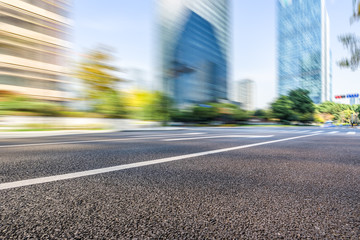 empty road and modern office buildings.