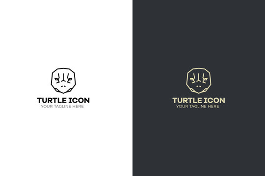 Stylized geometric turtle head illustration. Vector icon tribal tortoise design.