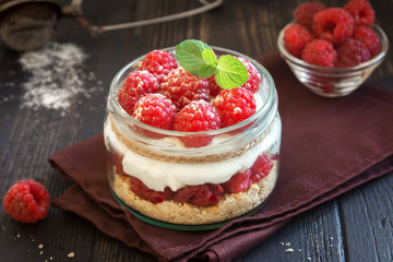 Raspberry Dessert in Jar