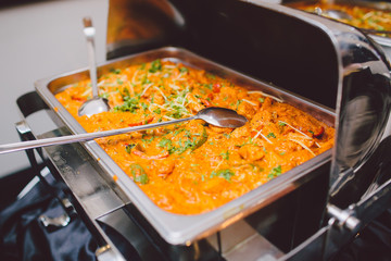 wedding buffet serving ethnic food