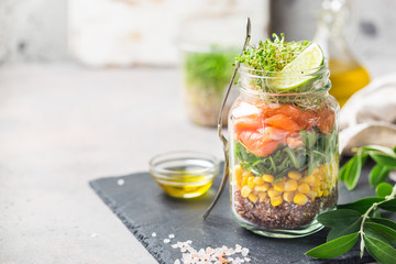 salad in a mason jar