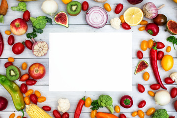 Fresh organic vegetables on wooden with copy space.