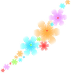 gentle background of flying flowers from the bottom up and from left to right