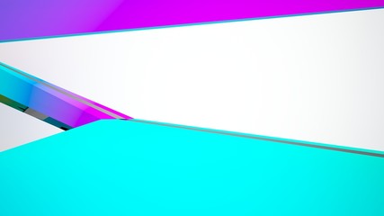 Fototapeta premium Abstract white and colored gradient interior multilevel public space with window. 3D illustration and rendering.