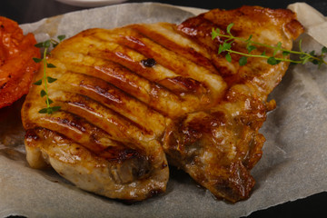 Grilled pork steak