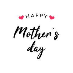 Happy Mother's day greeting card Vector Illustration, Typography with pink heart on white background.