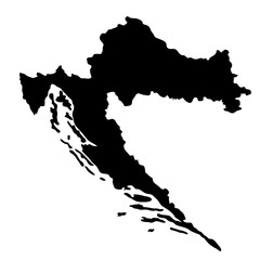 black silhouette country borders map of Croatia on white background of vector illustration